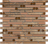 Brown Metallic Glass & Steel Designer Mosaic Tile - Premium Accent Sheet